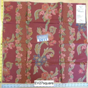 P1120795 Scalamandre Grey Watkins Lampas Ramage Red Botanical - Square