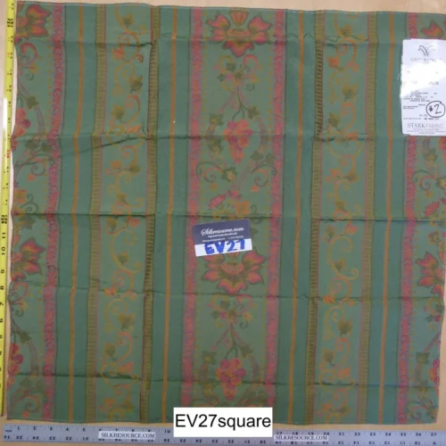 P1120835 Scalamandre Watkins Samarcanda Stripe Botanical Scroll - Square 25 Inches x 27 Inches