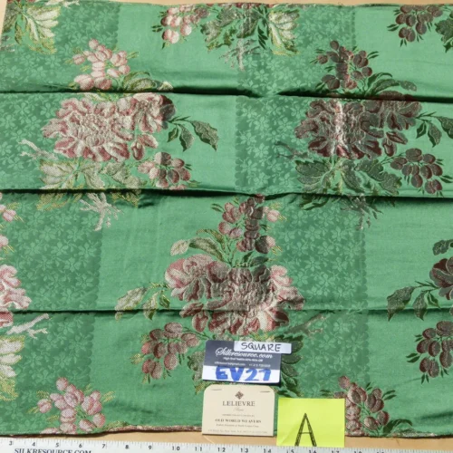 P1130043 Scalamandre LELIEVRE Paris Silk Lampas Floral Green - Square  - Piece A 24"x26"