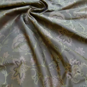 P1130080 Earthly Beauty 100% Silk Lampas Jacobean Floral Tobacco Golden Brown Pink Flower Carnation Rose Tree of Life Pomegranate