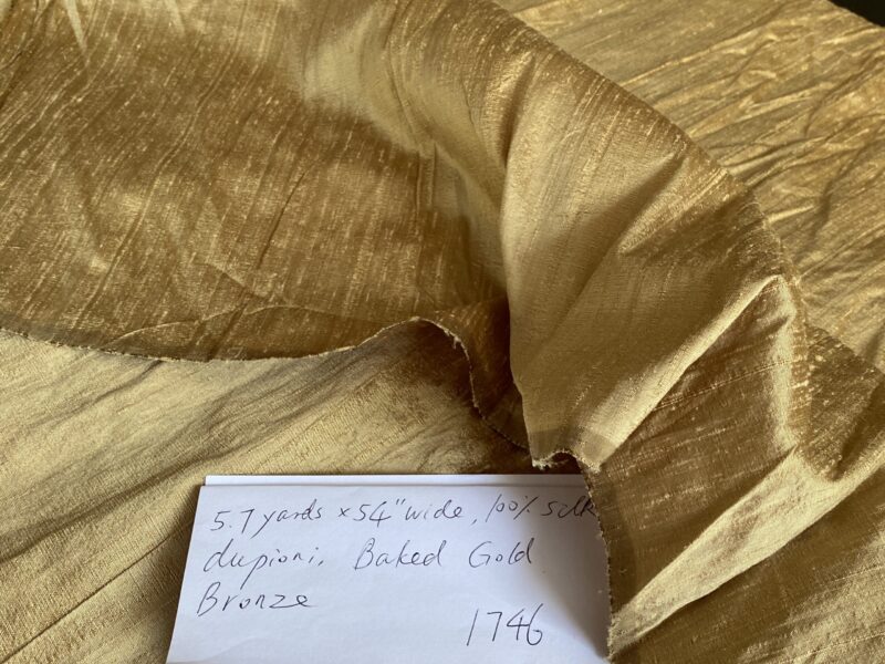 IMG_0329 5.7YDS Designer 100% Silk Dupioni Baked Gold 54” wide