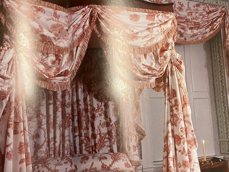 IMG_0450 By Yd Scalamandre Grey Watkins Languedoc Autumn Red Cream White Botanic Fern and Thistle Southern France Toile Circa 1790 MSRP USD 364/y