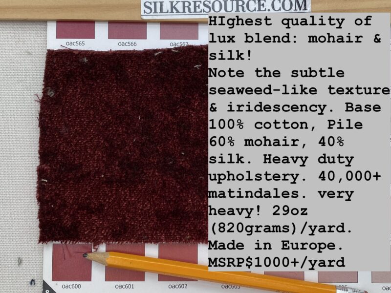 IMG_0655T Mohair & Silk Velvet Seaweed Texture In Deep Wine Red Burgundy Heavy Duty