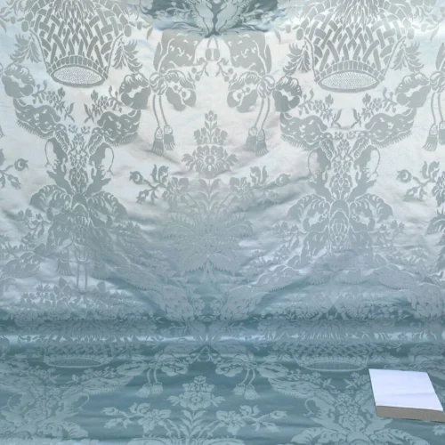 IMG_5466-scaled Scalamandre Gabriel Winter Mint Green Silk Damask Flower Basket MSRP USD 430/Y