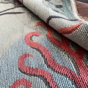 IMG_9332 Designer Cut Velvet Le Foret Tree Fairy Tale Teal Blue Hot Pink Silky