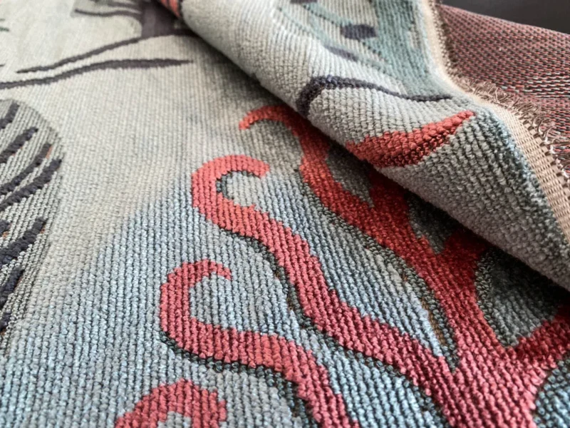 IMG_9332 Designer Cut Velvet Le Foret Tree Fairy Tale Teal Blue Hot Pink Silky