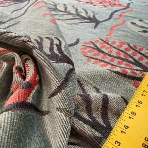 IMG_9334 Designer Cut Velvet Le Foret Tree Fairy Tale Teal Blue Hot Pink Silky