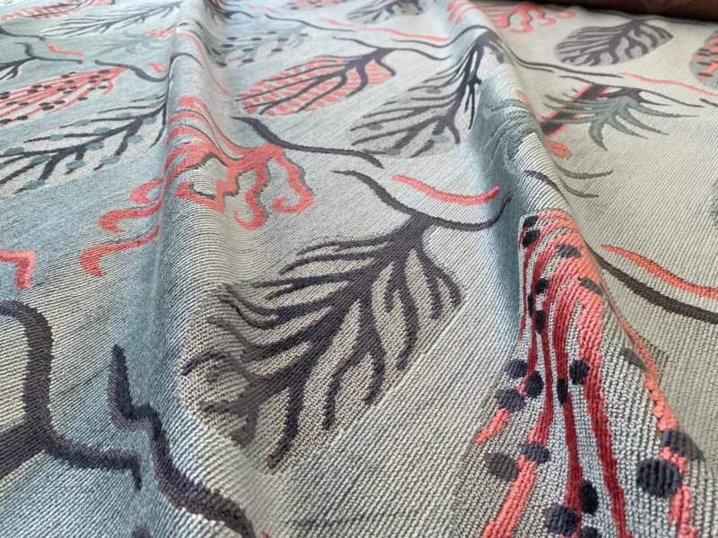 IMG_9342 Designer Cut Velvet Le Foret Tree Fairy Tale Teal Blue Hot Pink Silky