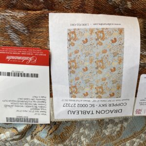 by yard Scalamandre Dragon Tableau, Copper Sky Lampas Chinoserie Blue MSRP USD 716/y