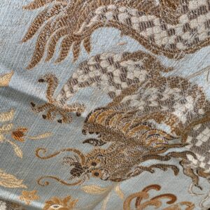 by yard Scalamandre Dragon Tableau, Copper Sky Lampas Chinoserie Blue MSRP USD 716/y