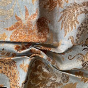 by yard Scalamandre Dragon Tableau, Copper Sky Lampas Chinoserie Blue MSRP USD 716/y