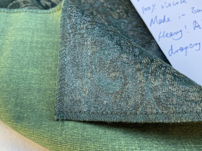 IMG_9774 Velvet Rich Emerald Green Printed Renaissance Damask Radiance