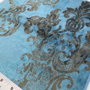 IMG_9808 Venice Deep Teal Velvet Rich Blue Printed Renaissance Damask Radiance