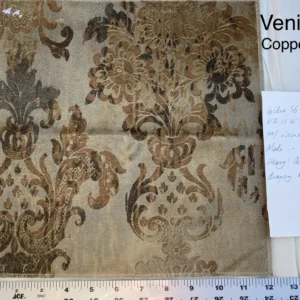 Venice Copper Velvet Rich Brown Printed Renaissance Damask Radiance