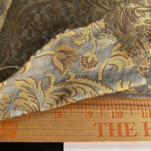 IMG_9865 In Name of Rose Medallion Acanthus Renaissance Silk Damask Jacquard Blue & Gold MSRP USD 200+/Y