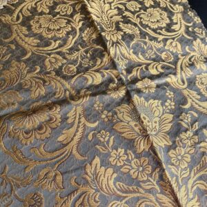 IMG_9866 In Name of Rose Medallion Acanthus Renaissance Silk Damask Jacquard Blue & Gold MSRP USD 200+/Y