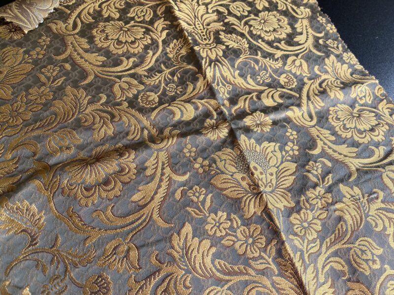 IMG_9866 In Name of Rose Medallion Acanthus Renaissance Silk Damask Jacquard Blue & Gold MSRP USD 200+/Y