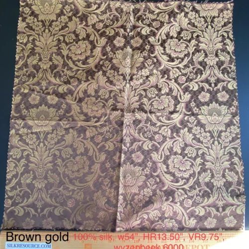 In Name of Rose Medallion Acanthus Renaissance Silk Damask Jacquard Brown & Gold MSRP USD 200+/Y