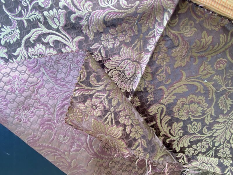 IMG_9871 In Name of Rose Medallion Acanthus Renaissance Silk Damask Jacquard Brown & Gold MSRP USD 200+/Y