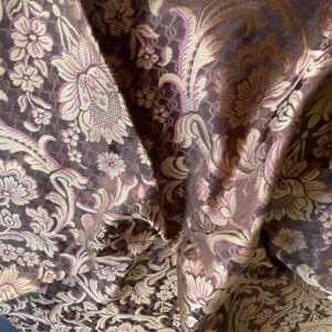 IMG_9872 In Name of Rose Medallion Acanthus Renaissance Silk Damask Jacquard Brown & Gold MSRP USD 200+/Y