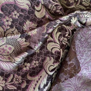 IMG_9877 In Name of Rose Medallion Acanthus Renaissance Silk Damask Jacquard Brown & Gold MSRP USD 200+/Y