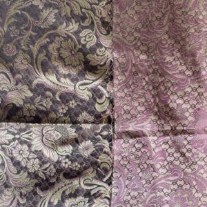 IMG_9878 In Name of Rose Medallion Acanthus Renaissance Silk Damask Jacquard Brown & Gold MSRP USD 200+/Y
