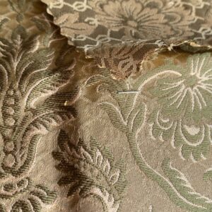 IMG_9881 In Name of Rose Medallion Acanthus Renaissance Silk Damask Jacquard Pale Green & Gold MSRP USD 200+/Y