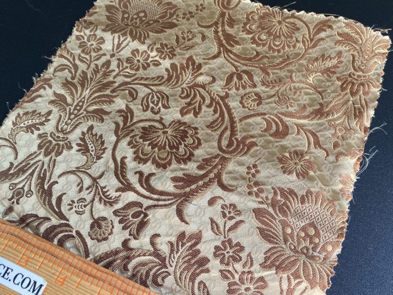 IMG_9887 In Name of Rose Medallion Acanthus Renaissance Silk Damask Jacquard Gold Copper MSRP USD 200+/Y
