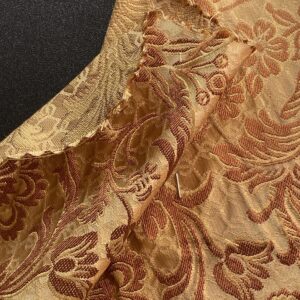 IMG_9888 In Name of Rose Medallion Acanthus Renaissance Silk Damask Jacquard Gold Copper MSRP USD 200+/Y