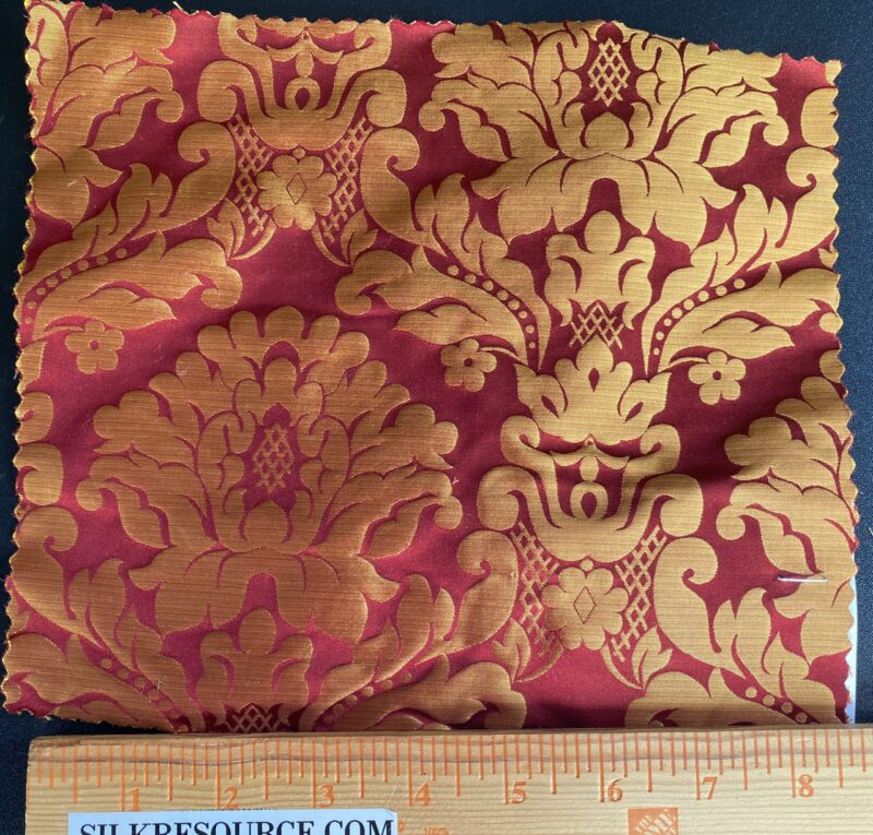 IMG_9903 High End Veranda Renaissance Damask 100% Silk Red and Gold