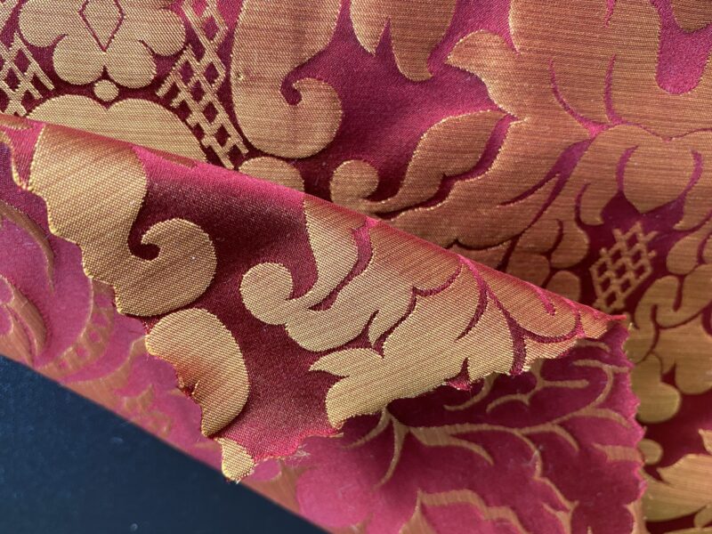IMG_9904 High End Veranda Renaissance Damask 100% Silk Red and Gold