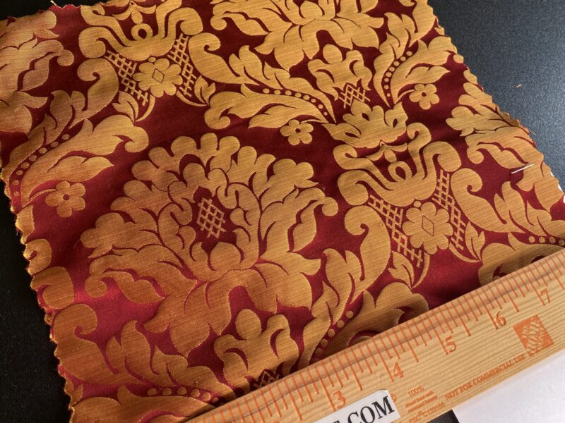 IMG_9905 High End Veranda Renaissance Damask 100% Silk Red and Gold
