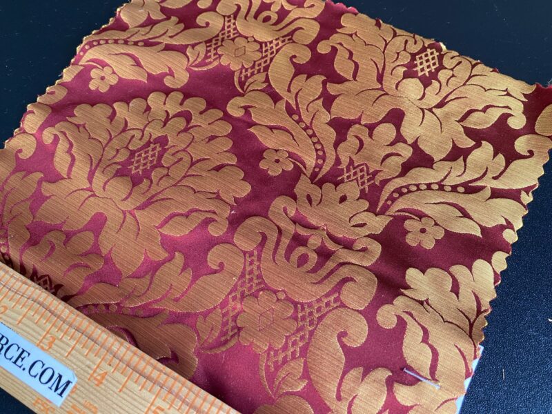 IMG_9906 High End Veranda Renaissance Damask 100% Silk Red and Gold