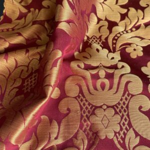 IMG_9907 High End Veranda Renaissance Damask 100% Silk Red and Gold