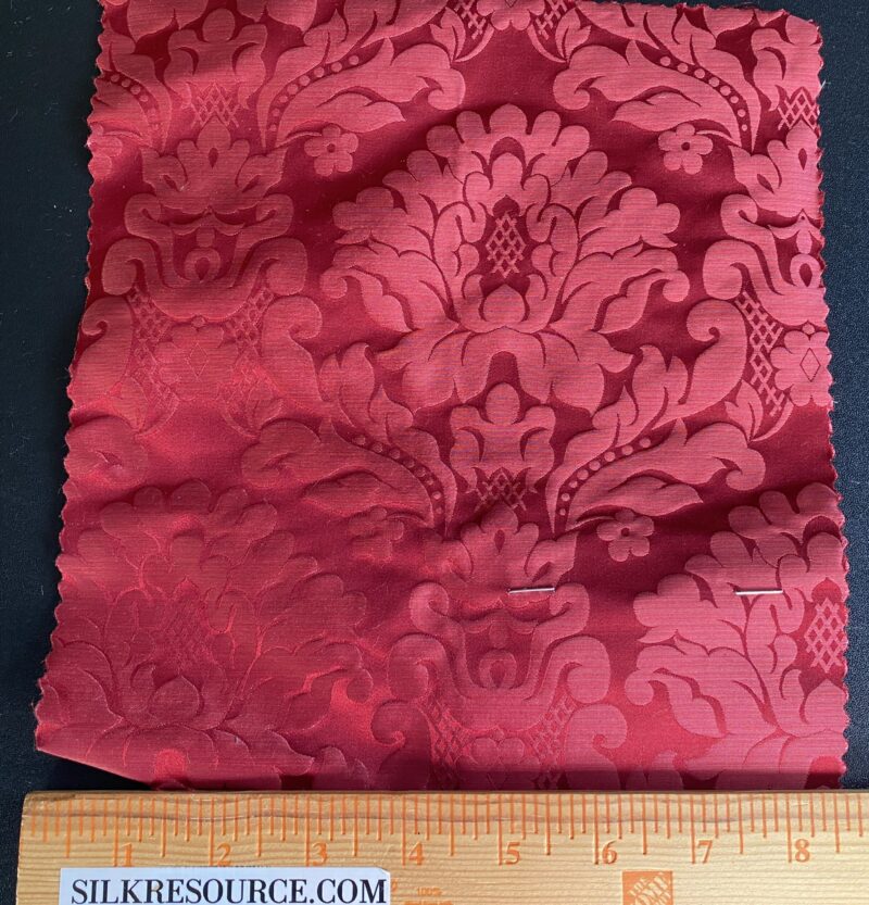 IMG_9915 High End Veranda Renaissance Damask 100% Silk Ruby Red Crimson