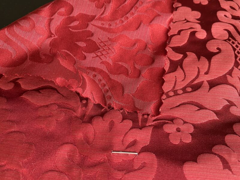 IMG_9916 High End Veranda Renaissance Damask 100% Silk Ruby Red Crimson