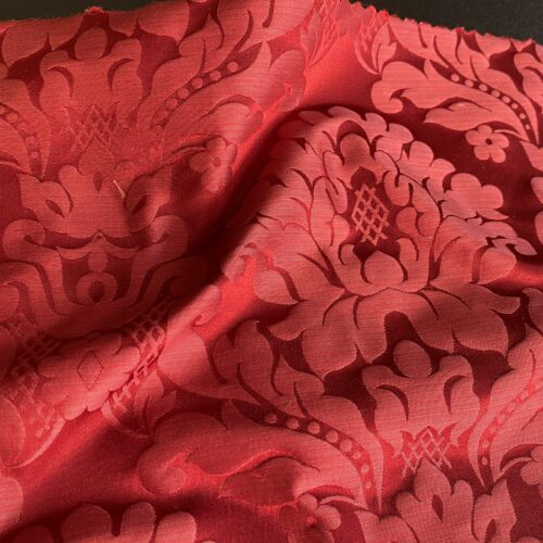 High End Veranda Renaissance Damask 100% Silk Ruby Red Crimson