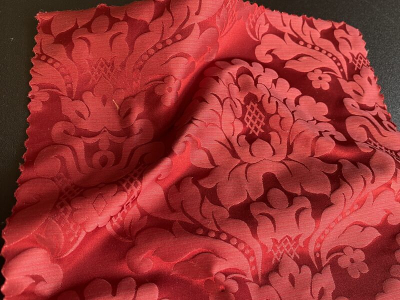 IMG_9917 High End Veranda Renaissance Damask 100% Silk Ruby Red Crimson