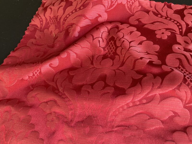 IMG_9918 High End Veranda Renaissance Damask 100% Silk Ruby Red Crimson