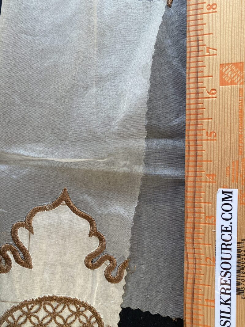 IMG_9943 Divinity 100% Silk Organza with Medallion Embroidery Copper Gold
