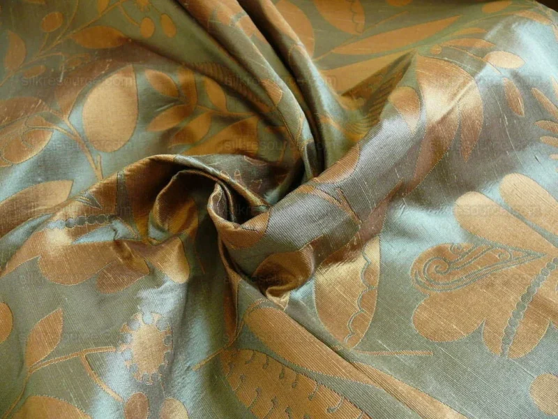 P1220779 100% Silk Damask Fairy Tale Tree Of Life "teal" Blue Thick Josef Frank MSRP USD356/Y