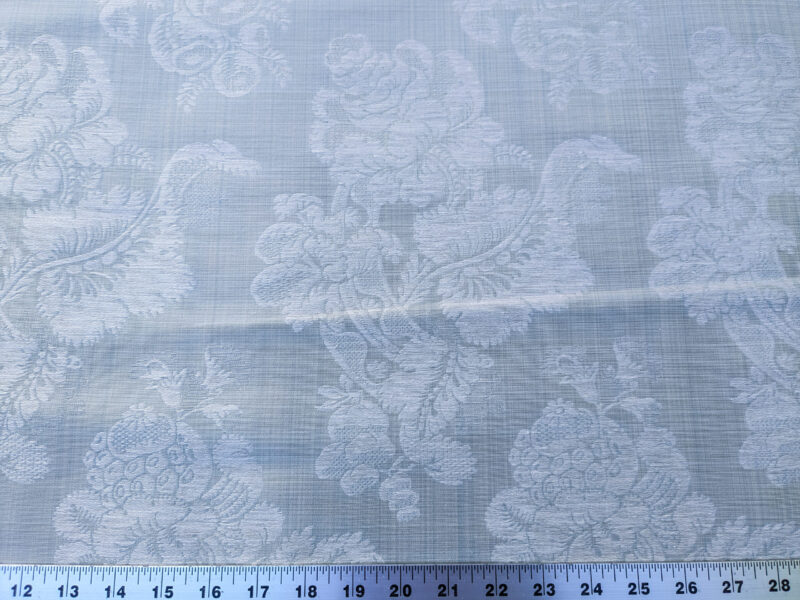 PXL_20231003_211008527 17x17" Sample Scalamandre Uppsala White On Gustavian Blue Green Silk Damask MSRP USD 588/y