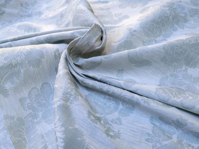 PXL_20231003_211253370 17x17" Sample Scalamandre Uppsala White On Gustavian Blue Green Silk Damask MSRP USD 588/y