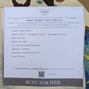 PXL_20231024_213626849 Schumacher Khantau Tree in Cream Linen Art Deco Tree of life Botanical Colorful MSRP USD356/y