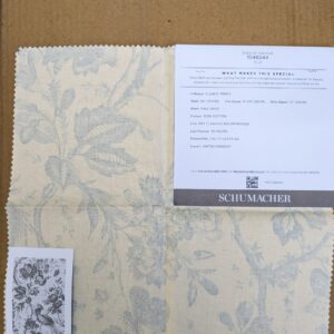 PXL_20231024_213840438 Schumacher Birds Of Paradise in Blue and Cream White Cotton Tree Foliage MSRP USD 236/y