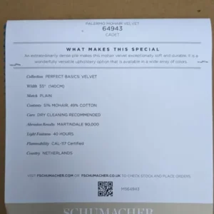 PXL_20231024_214137661 Schumacher Palermo Mohair Velvet in Cadet Blue Plain Soft and Durable MSRP USD568/y