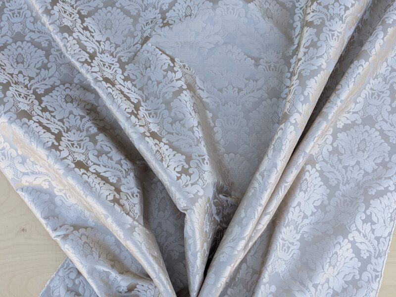 PXL_20240227_225521041 High End Veranda Renaissance Damask 100% Silk Taupe Beige