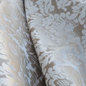 PXL_20240227_225654483 High End Veranda Renaissance Damask 100% Silk Taupe Beige