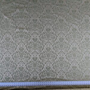 PXL_20240227_232642672 In Name of Rose Medallion Acanthus Renaissance Silk Damask Jacquard Pale Green & Gold MSRP USD 200+/Y