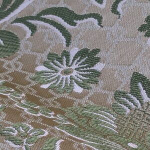 PXL_20240227_232748260 In Name of Rose Medallion Acanthus Renaissance Silk Damask Jacquard Pale Green & Gold MSRP USD 200+/Y